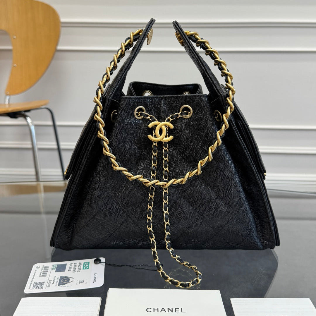 Chanel 25S Hobo Bag 30 in Black Caviar