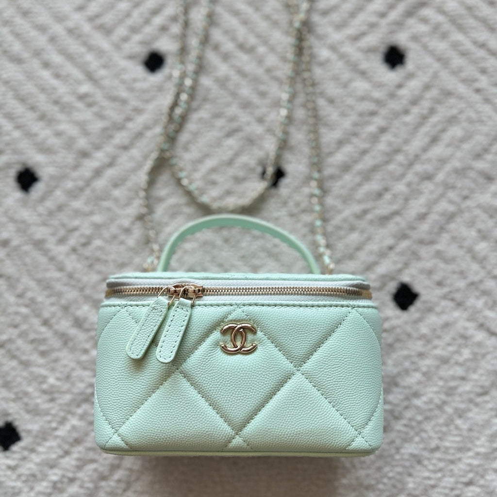 Chanel 25S Vanity Bag 17 in Mint Green Caviar Leather