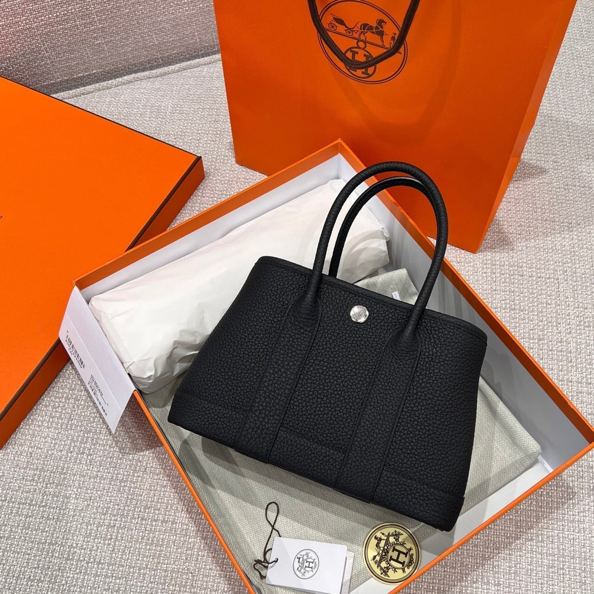 Hermes Garden Party 23cm in Black Calfskin Bag