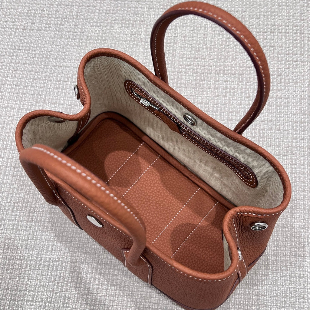 Hermes Garden Party 23cm in Umber Brown Calfskin Bag