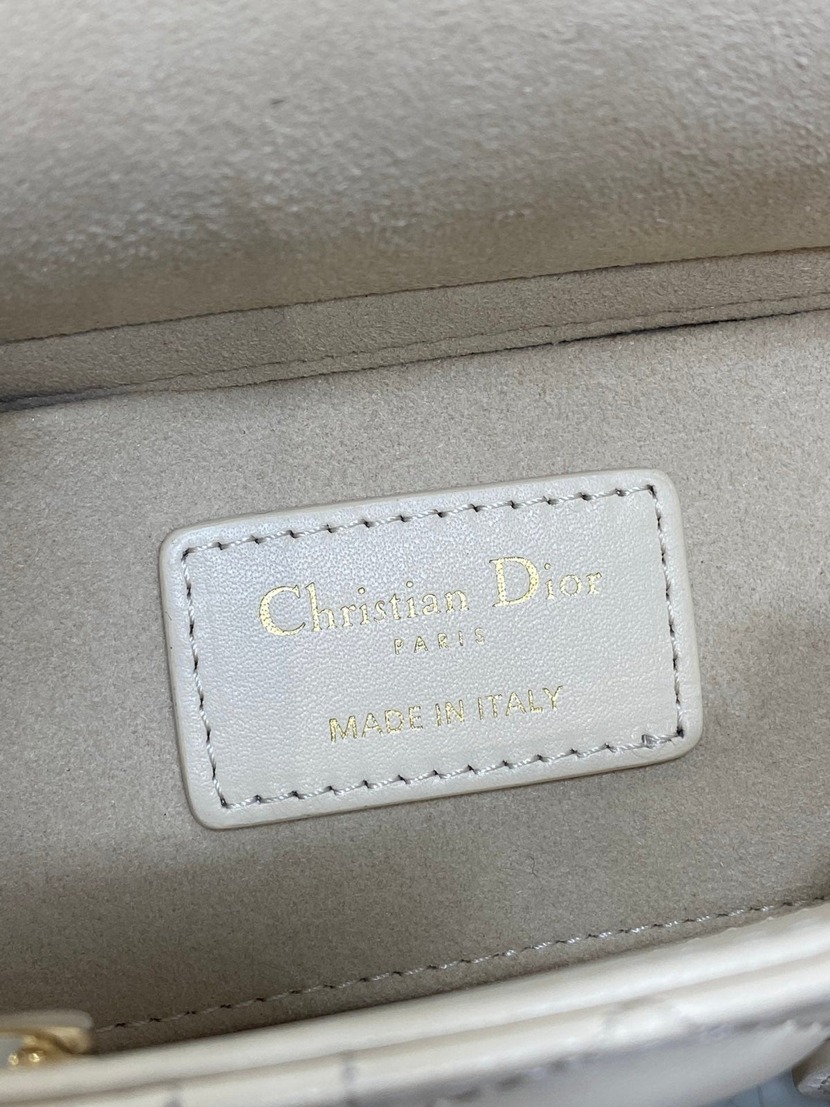 Dior 25S Small Lady D-Joy 22 in Beige Lambskin Gold Hardware Bag