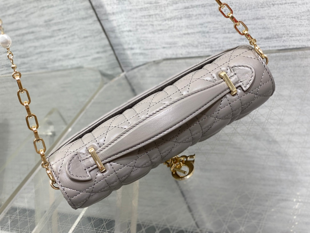 Dior 25S Talk Phone Pouch 21 in Dirty Lilac Cannage Lambskin Gold Hardware