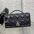 Dior 25S Talk Phone Pouch 21 in Black Cannage Lambskin Silver Hardware