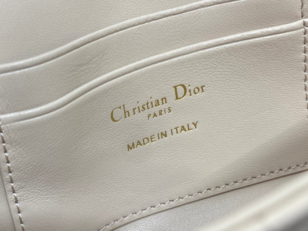 Dior 25S Talk Phone Pouch 18 in Light Ivory Cannage Lambskin