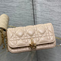 Dior 25S Talk Phone Pouch 18 in Light Ivory Cannage Lambskin