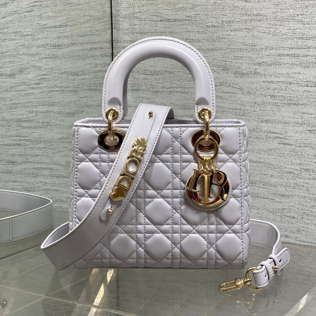 Dior 25S Lady Bag 20 in Lilac Cannage Calfskin Gold Hardware