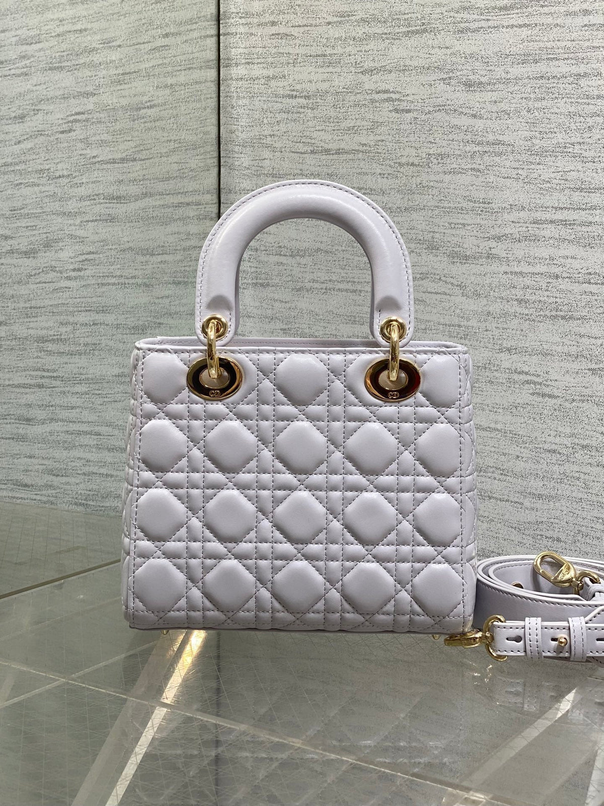 Dior 25S Lady Bag 20 in Lilac Cannage Calfskin Gold Hardware