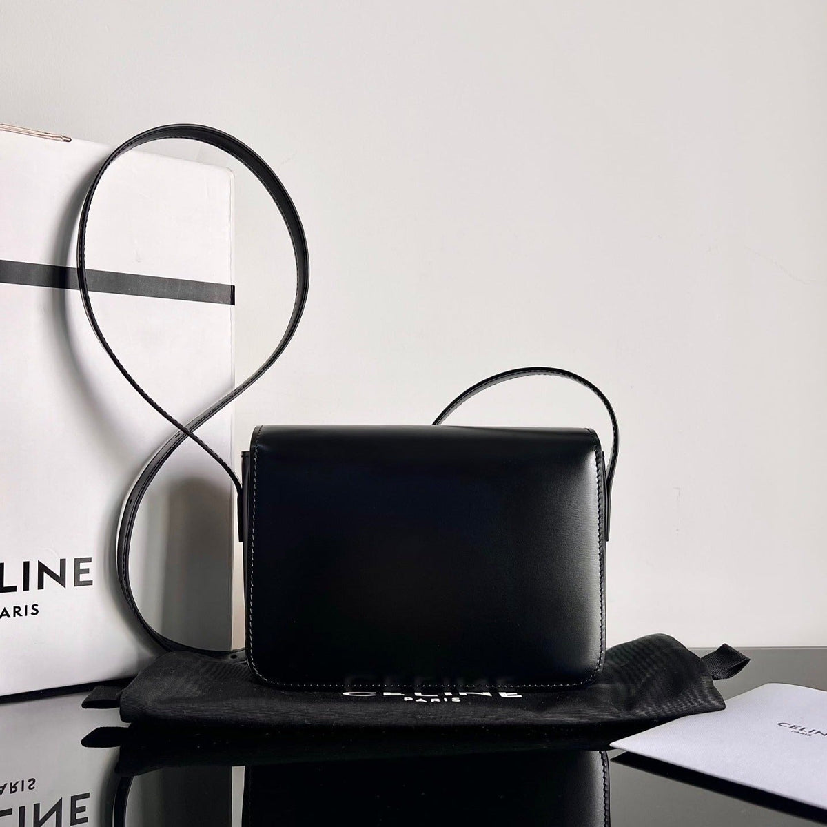 Celine Classique Triomphe 22 Black Smooth Calfskin Bag