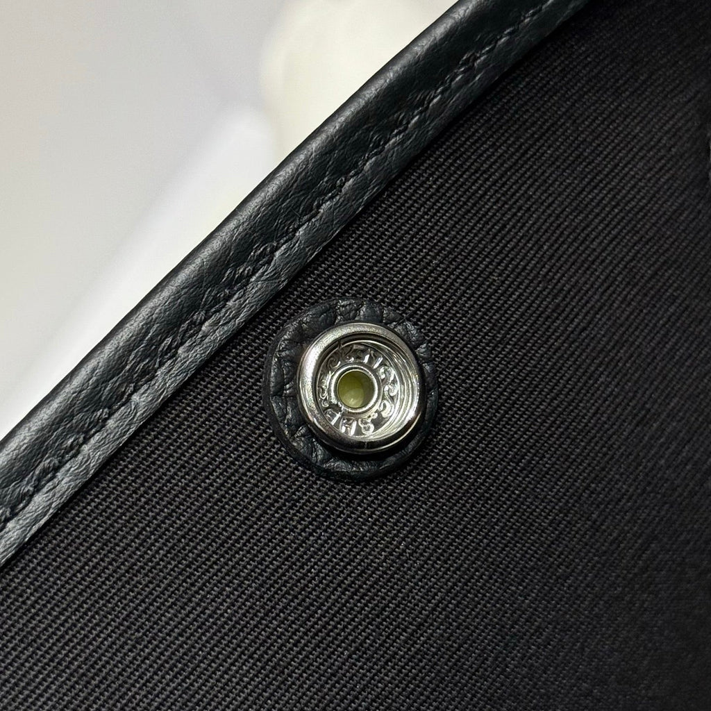 Hermes Garden Party 30cm in Black Toilets Cotton Canvas and Calfskin Bag