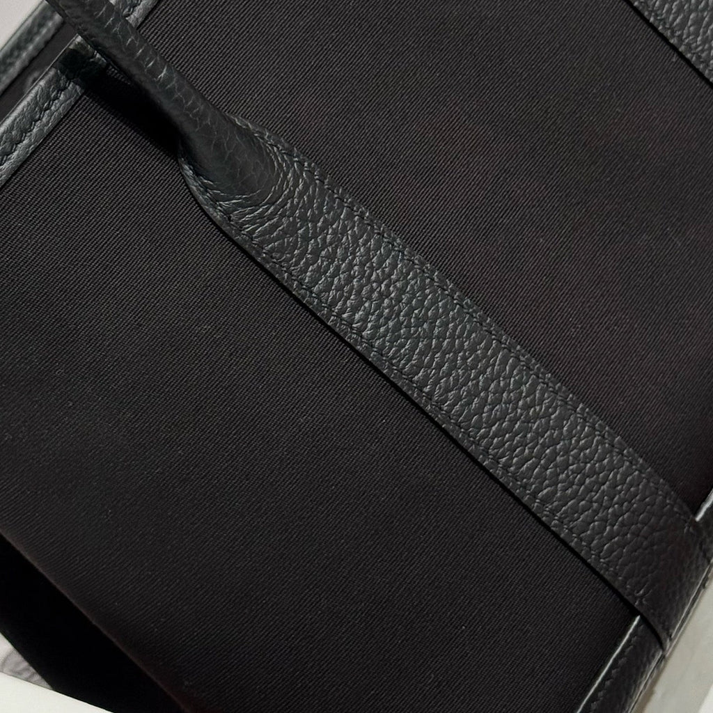 Hermes Garden Party 30cm in Black Toilets Cotton Canvas and Calfskin Bag