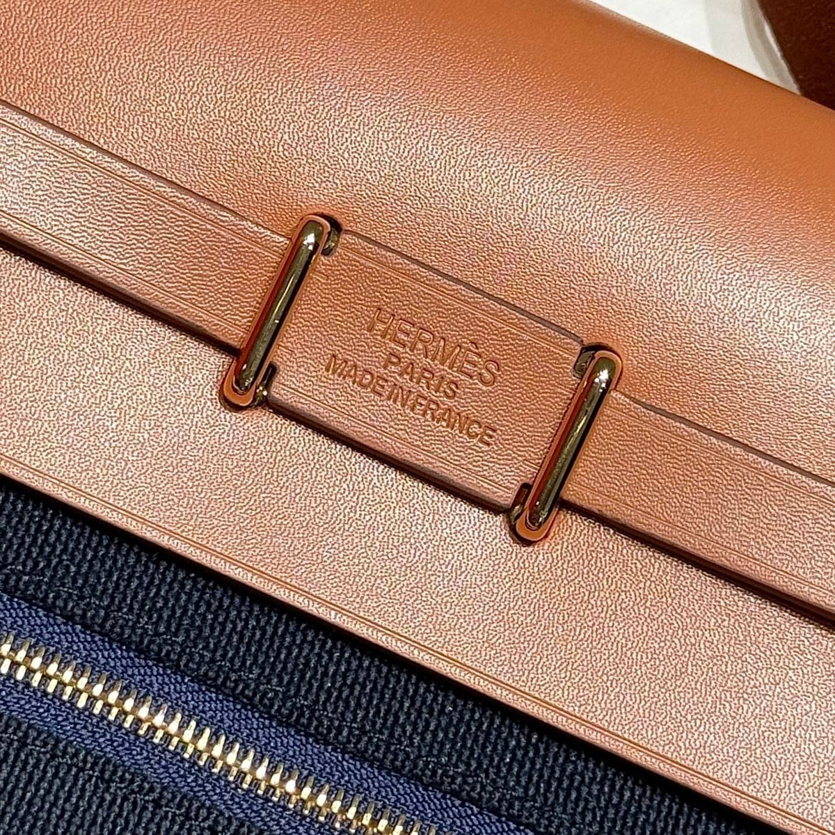 Hermes 25S Mini Herbag 20 in Navy Blue Canvas Gold Hardware Bag