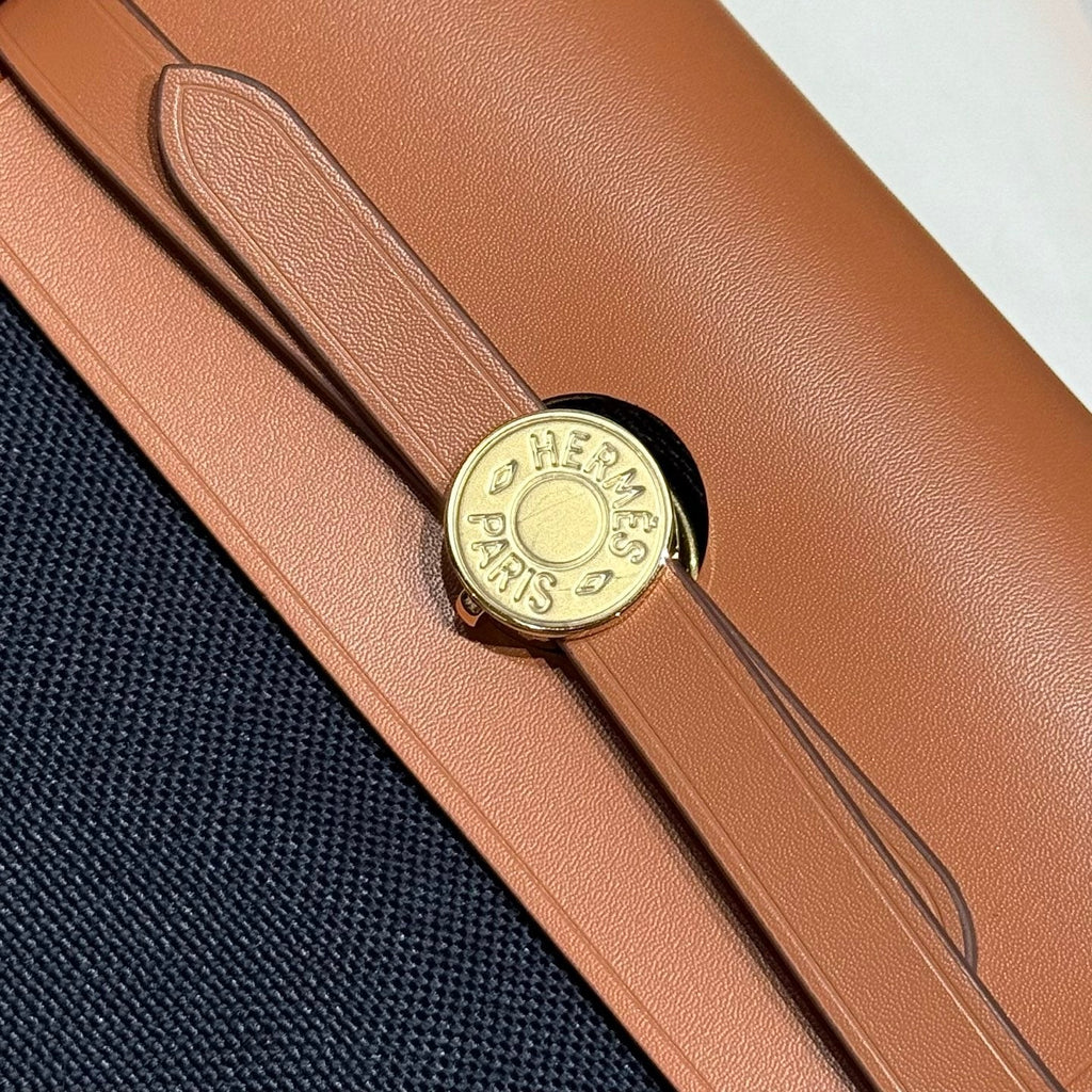 Hermes 25S Mini Herbag 20 in Navy Blue Canvas Gold Hardware Bag