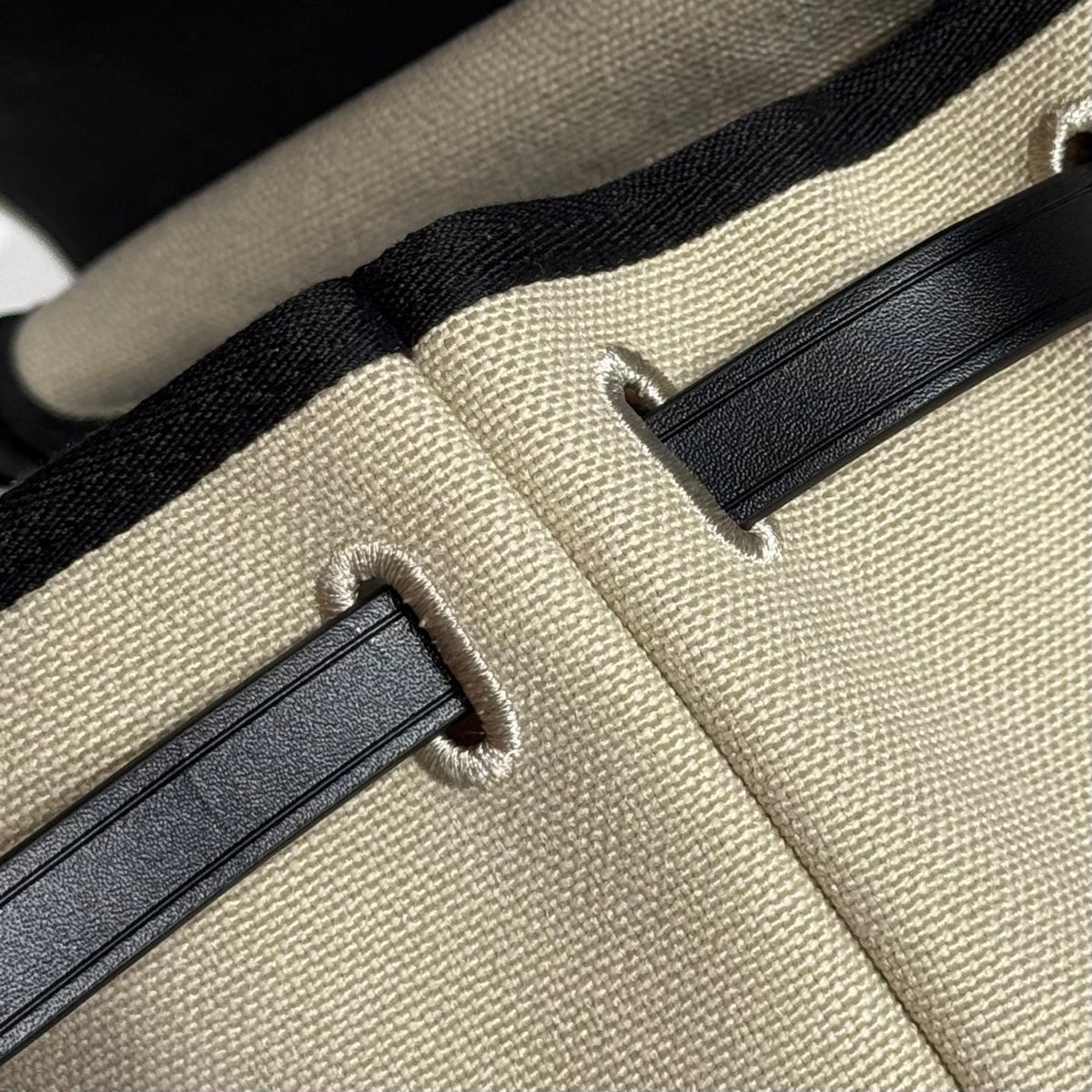 Hermes 25S Mini Herbag 20 in Beige and Black Canvas Silver Hardware Bag