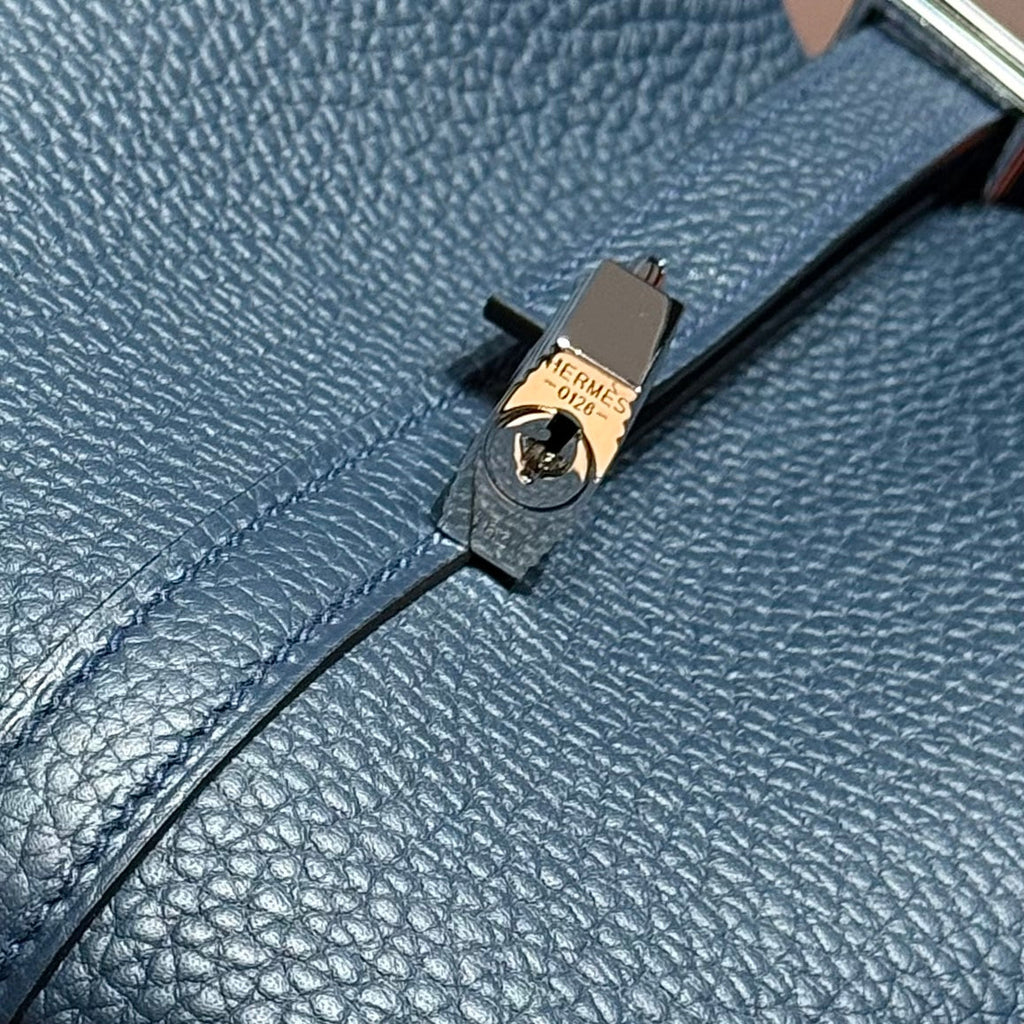 Hermes 25S Picotin Lock 18 in Navy Blue Calfskin Silver Hardware Bag