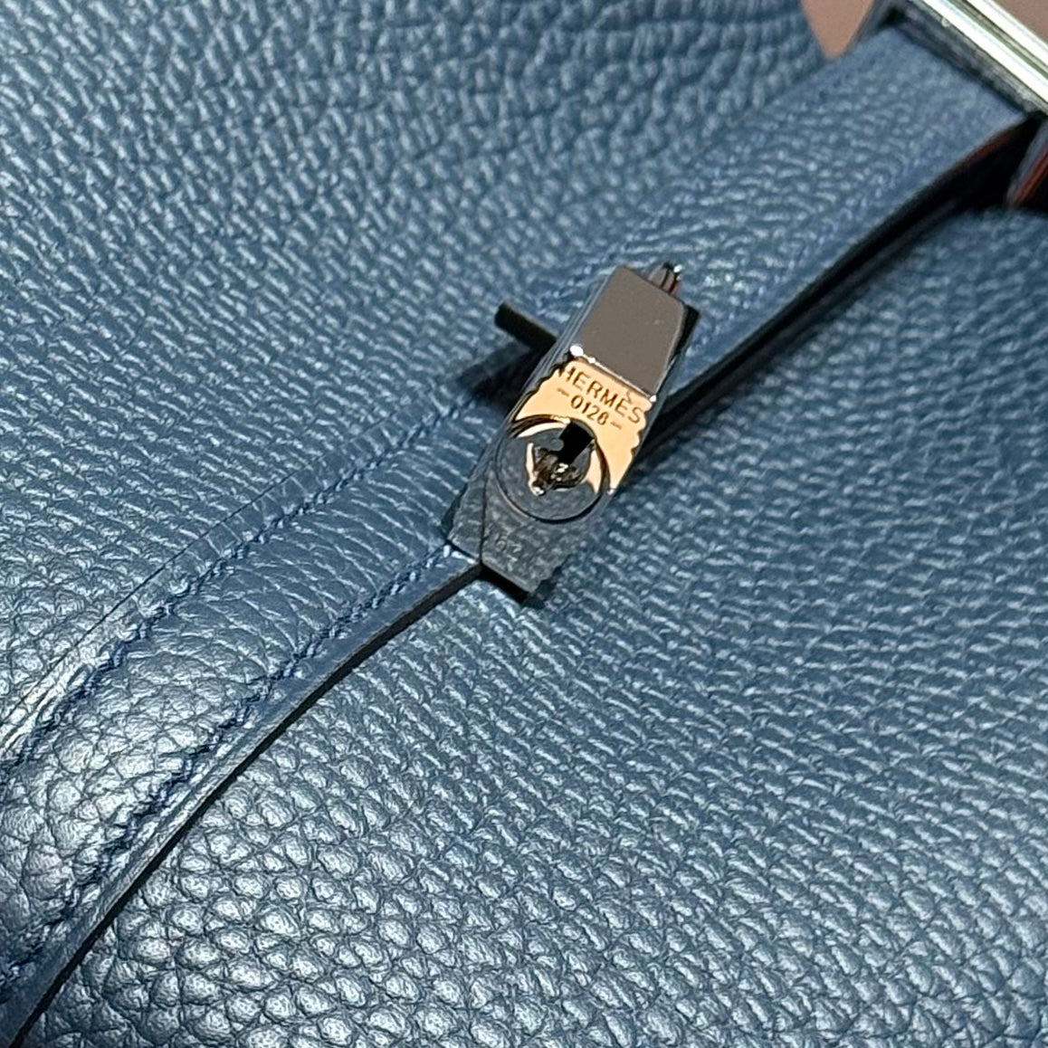 Hermes 25S Picotin Lock 18 in Navy Blue Calfskin Silver Hardware Bag