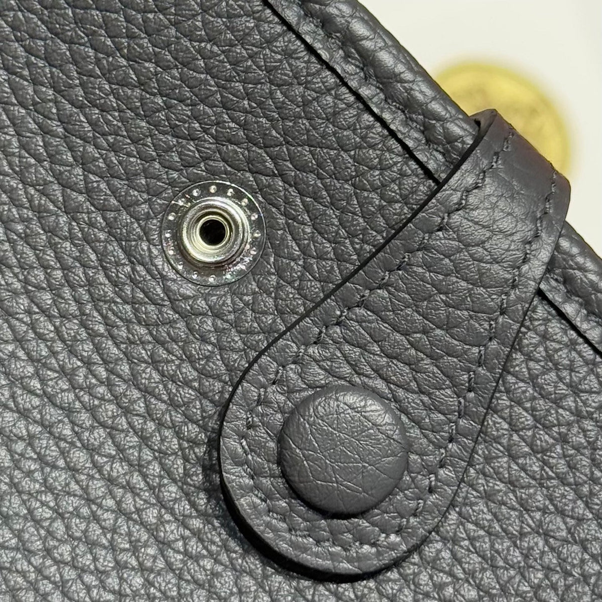 Hermes 25S Mini Evelyne 18 in Charcoal Gray Patterned Strap Calfskin Silver Hardware Bag
