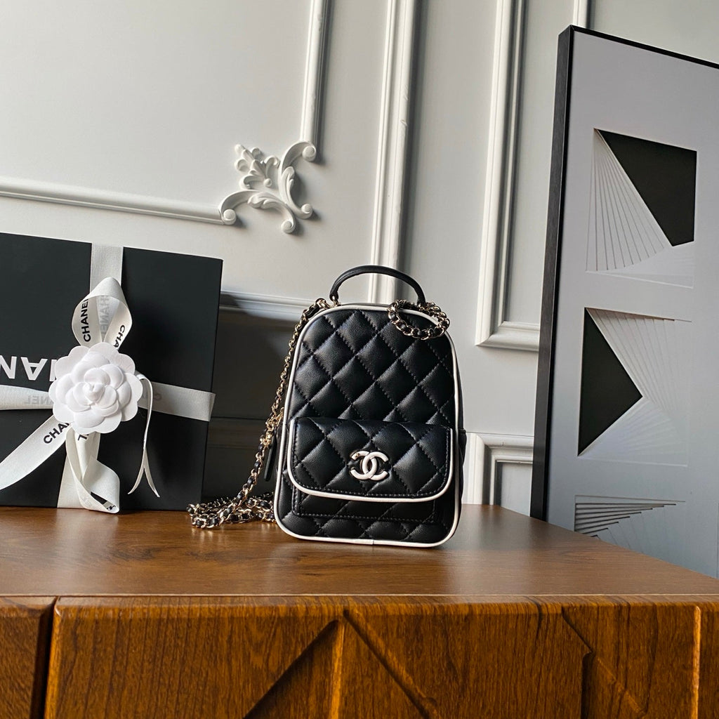 Chanel 25S Mini Backpack 18 in Black Lambskin