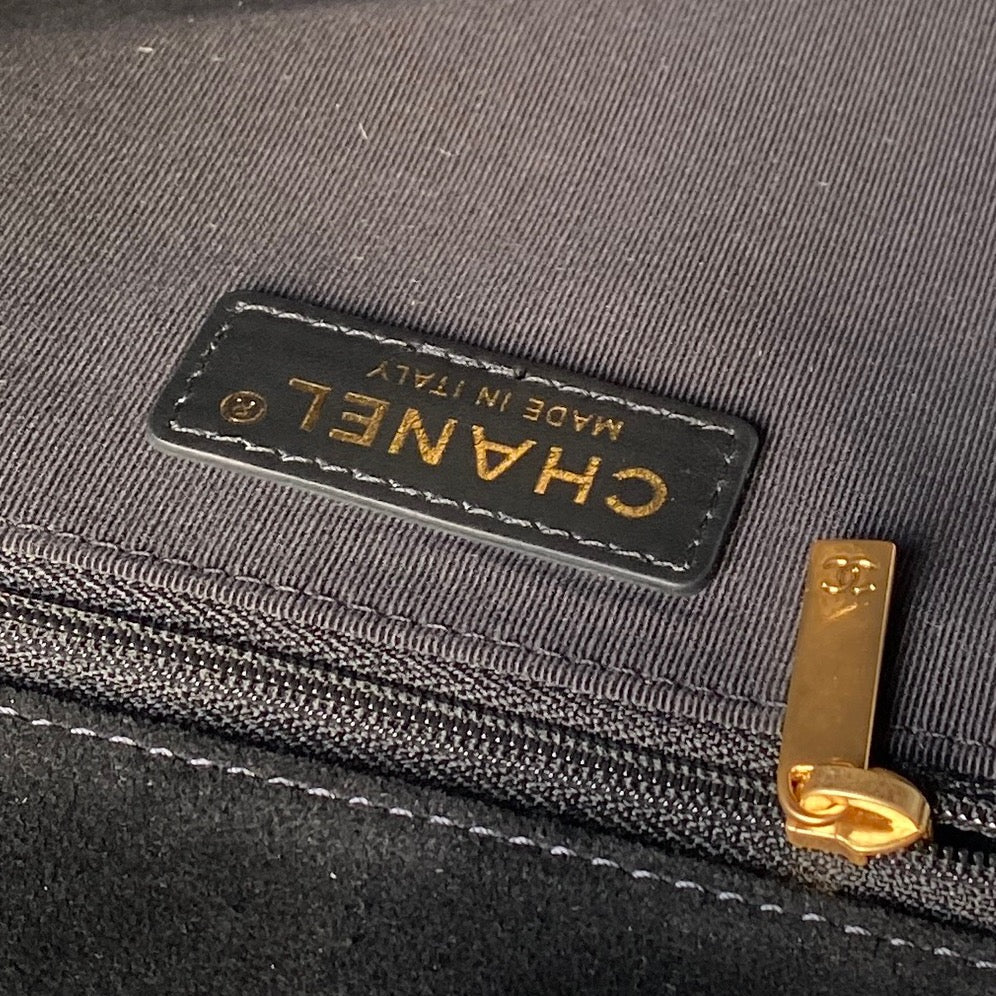 Chanel 25S Shoulder Bag 30 in Black Suede with Gold Hardware