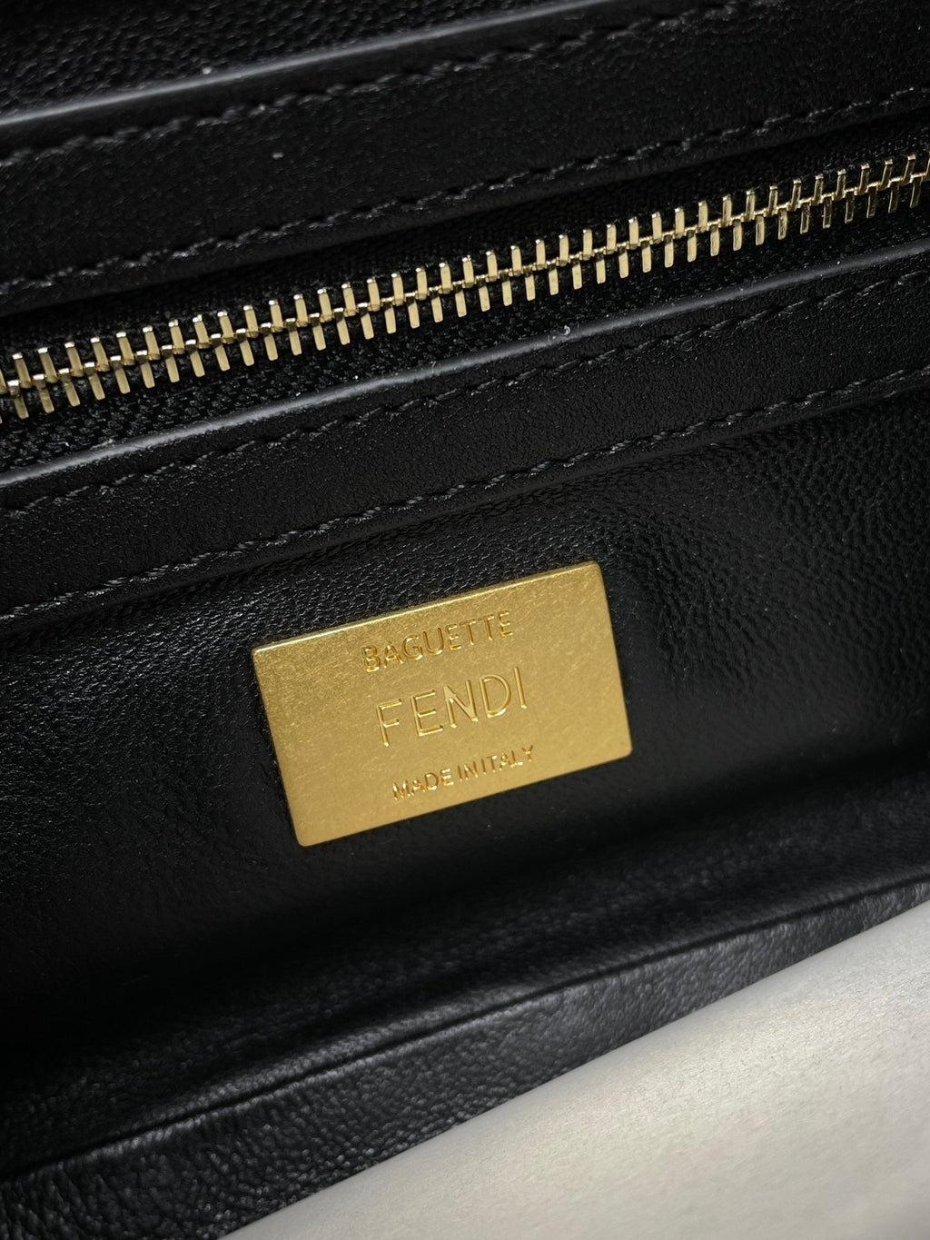 Fend Baguette 24 Bag with Ff Motif Black Leather Ghw