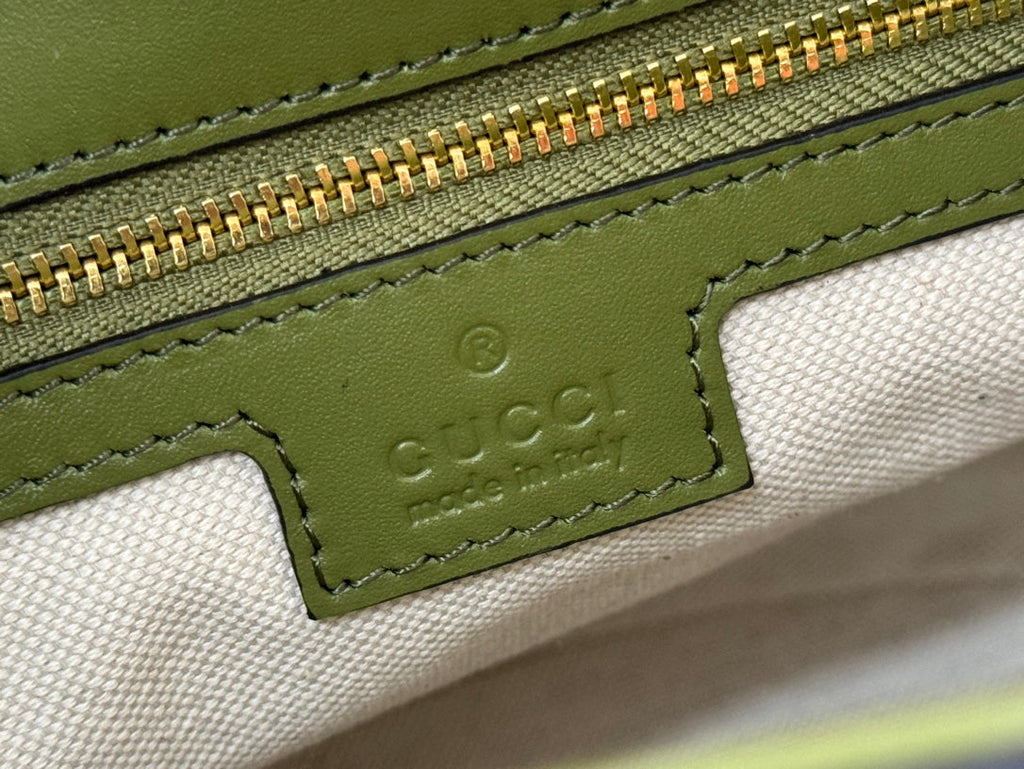 Gucci 73 Small Bucket Bag 20 in Green Soft Suede and Calfskin