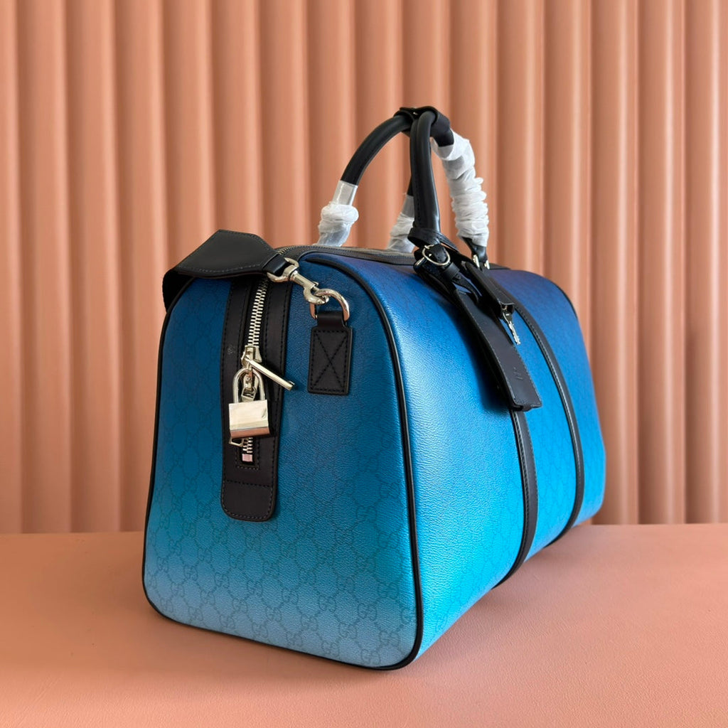 Gucci Chroma Large Duffle Bag 45 Blue in Monogram Canvas