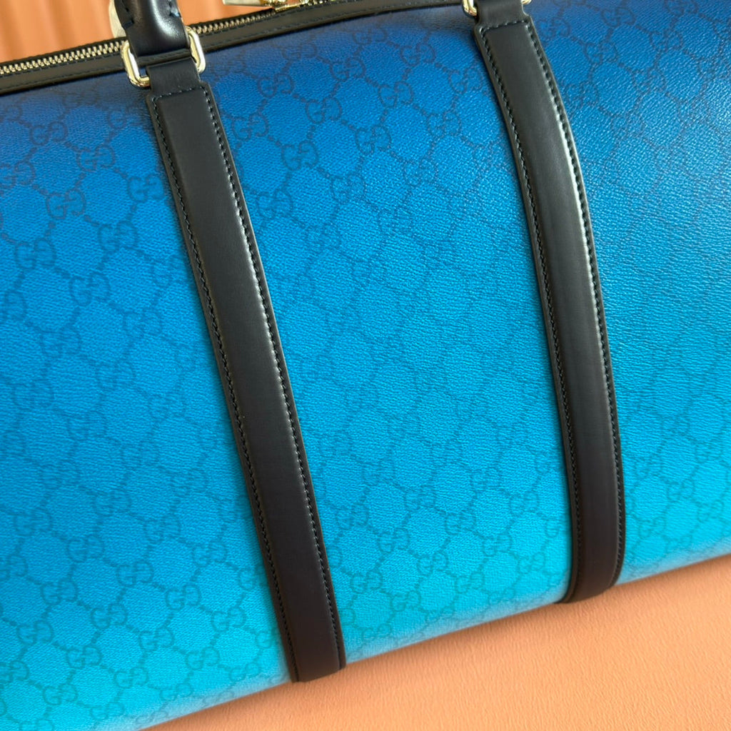 Gucci Chroma Large Duffle Bag 45 Blue in Monogram Canvas