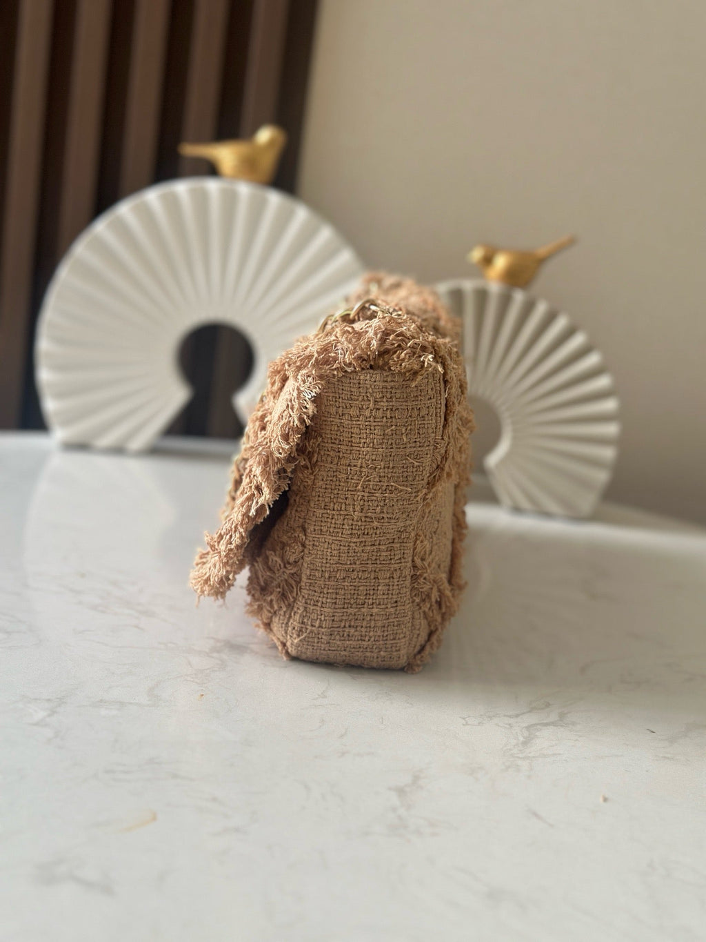 Chanel 25S Flap Bag 27 in Beige Fabric
