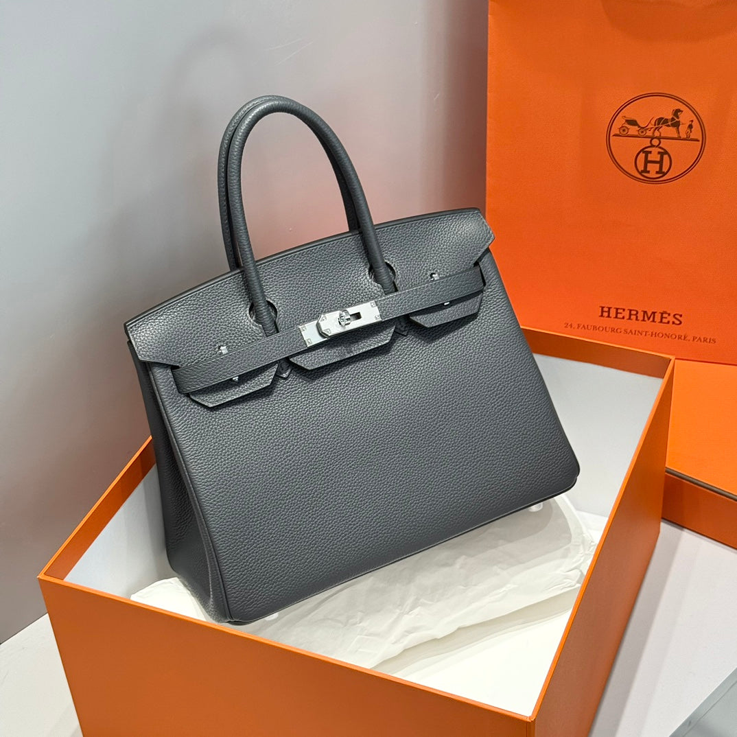 Hermes Birkin 30cm Graphite Gray Togo Silver Hardware Bag