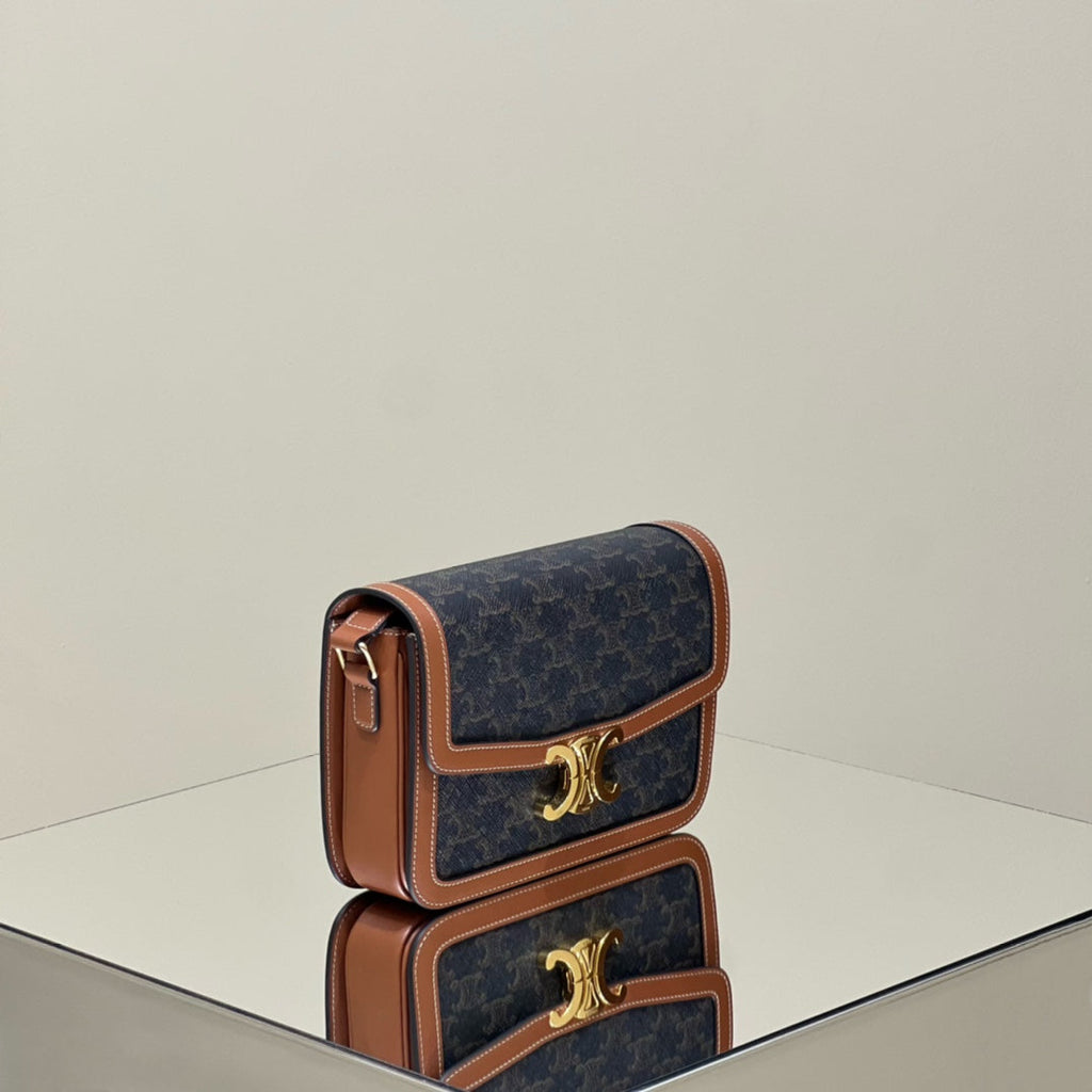 Celine Classique Triomphe 22 Calfskin Black Brown Bag