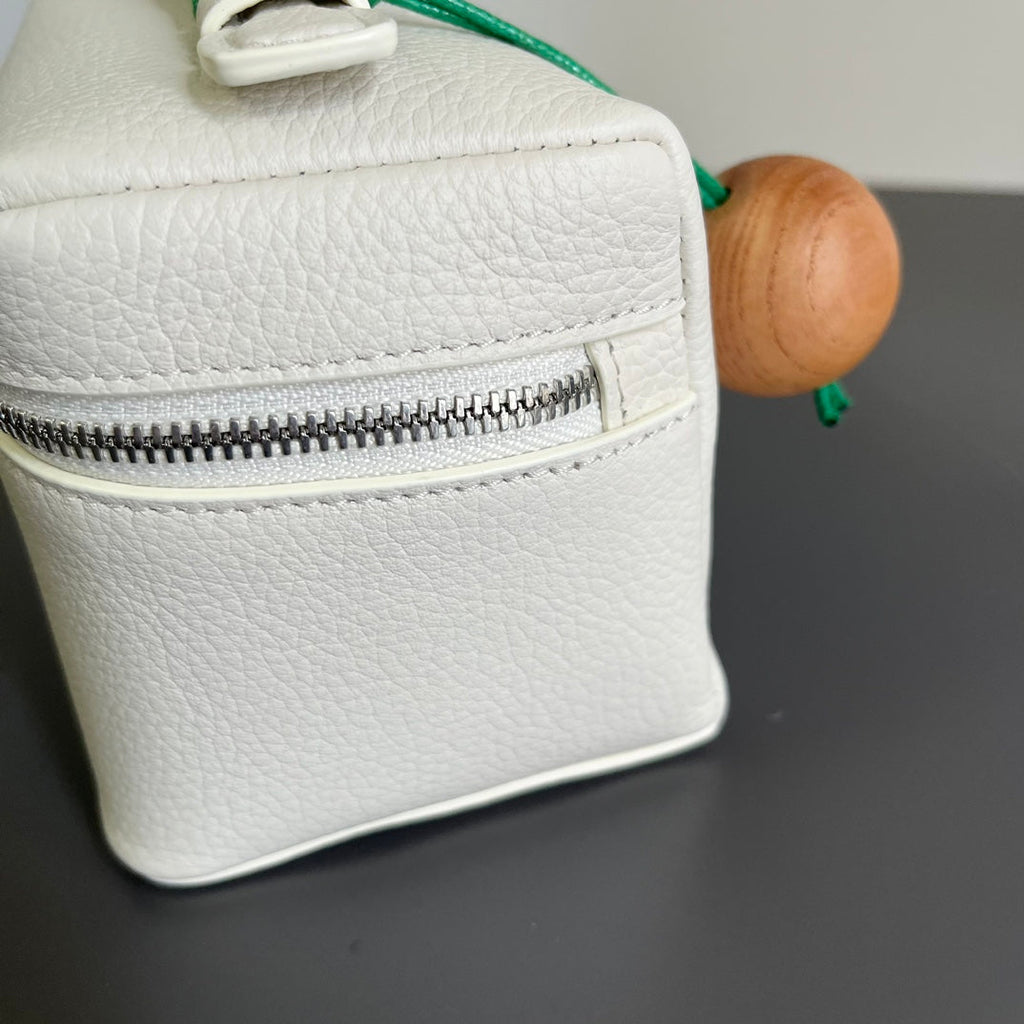 Loro Piana Extra Pocket L12 in White Grained Calfskin with Silver Hardware Bag