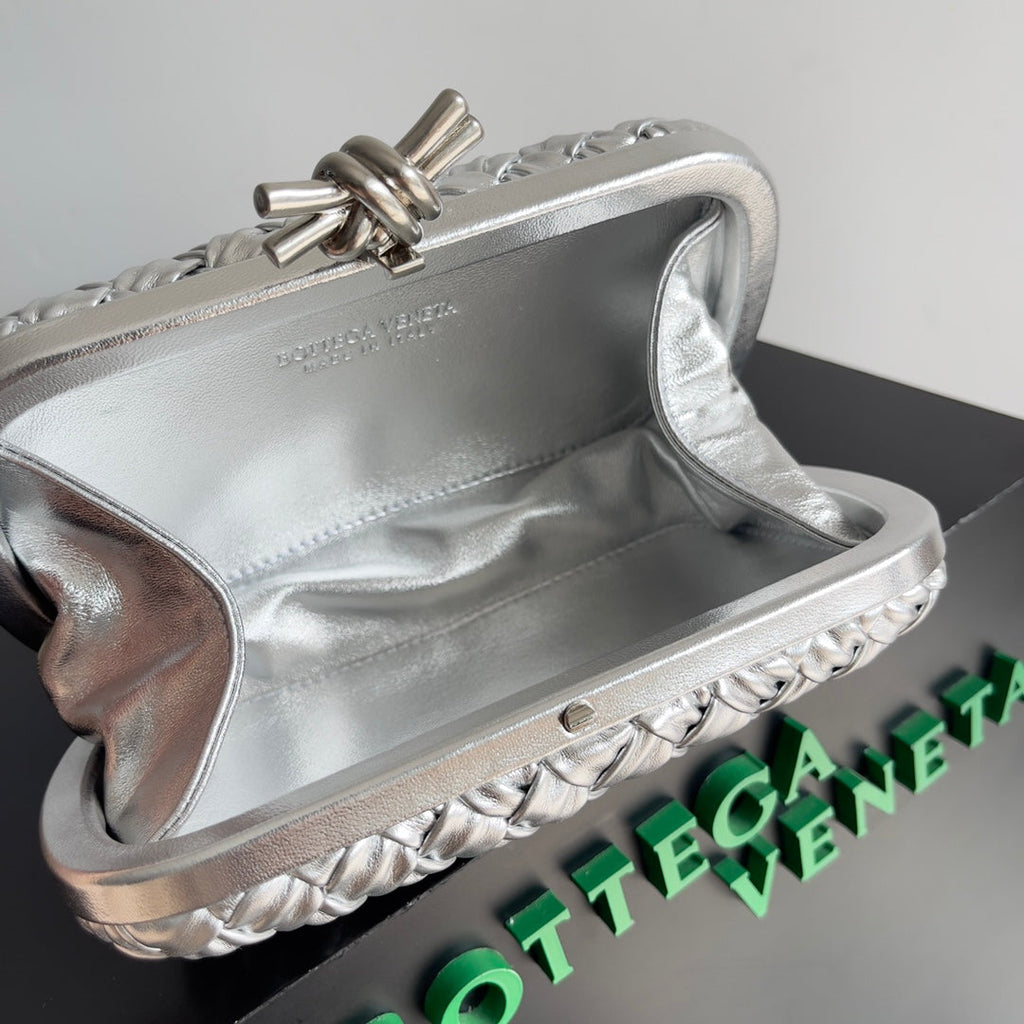 Bottega Veneta Classic Knot 20 in Silver Lambskin Bag
