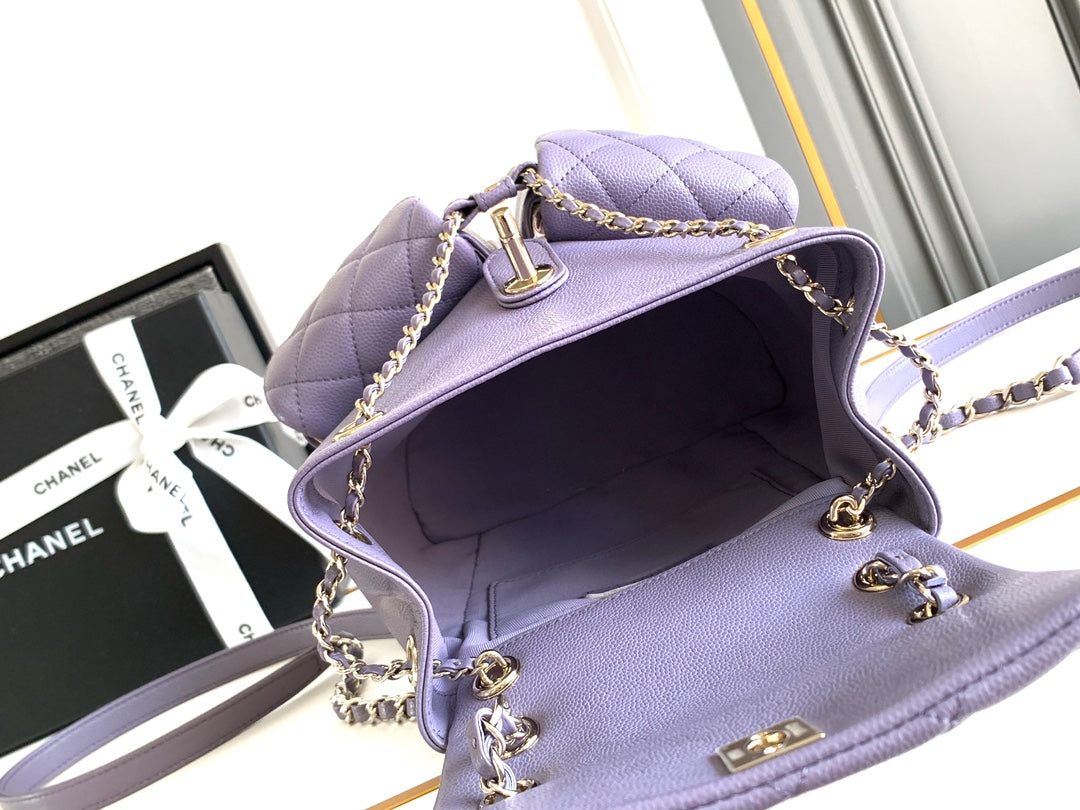 Chanel 25S Backpack 21 cm in Purple Lambskin