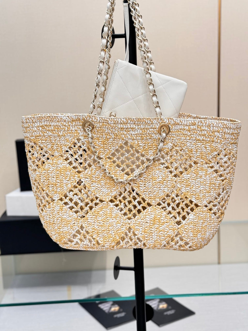 Chanel 25S Tote Bag 52 cm in Beige Raffia