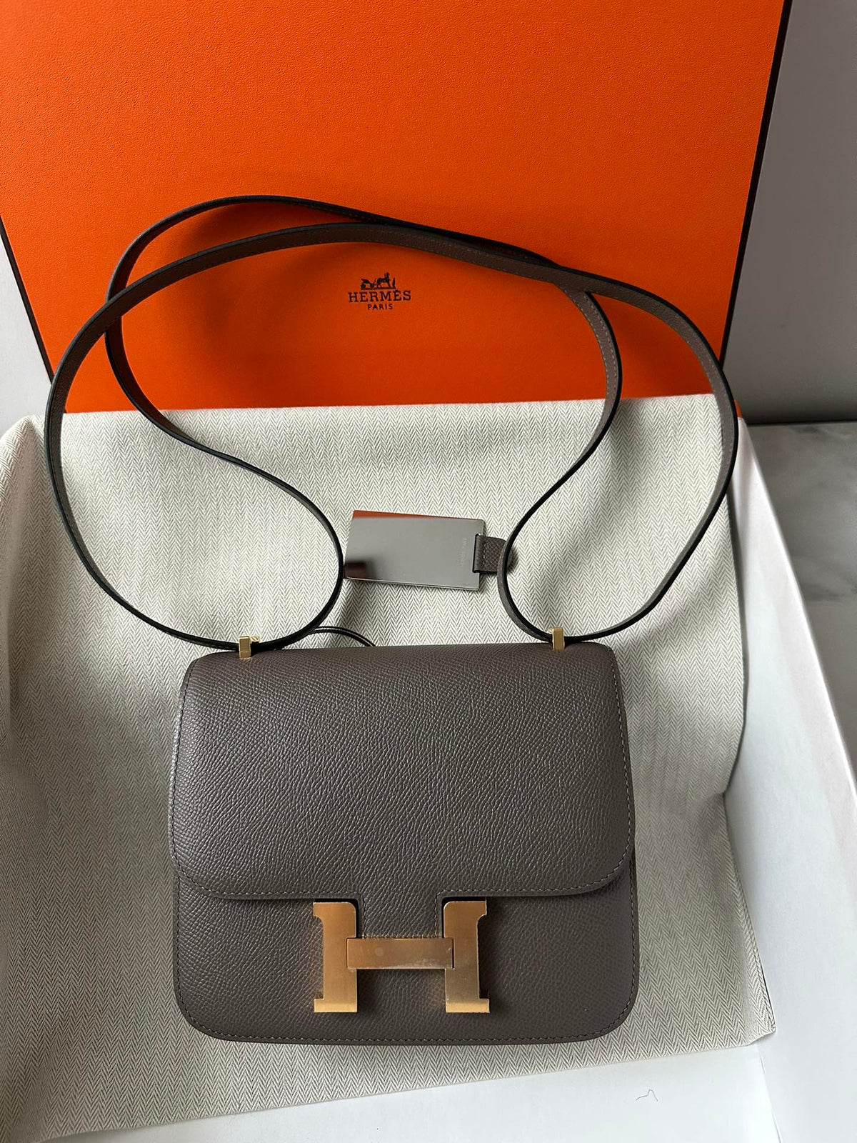 Hermes Constance 18 Etoupe Epsom Gold Hardware Bag