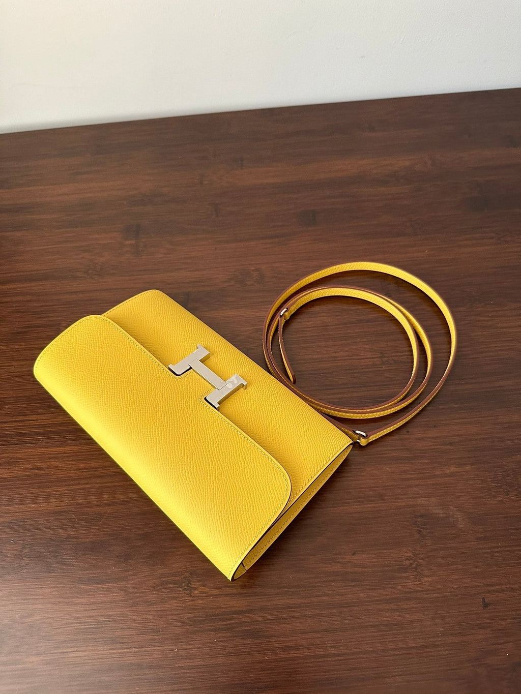 Hermes Constance to Go 20.5 Yellow Epsom Silver Hardware Bag