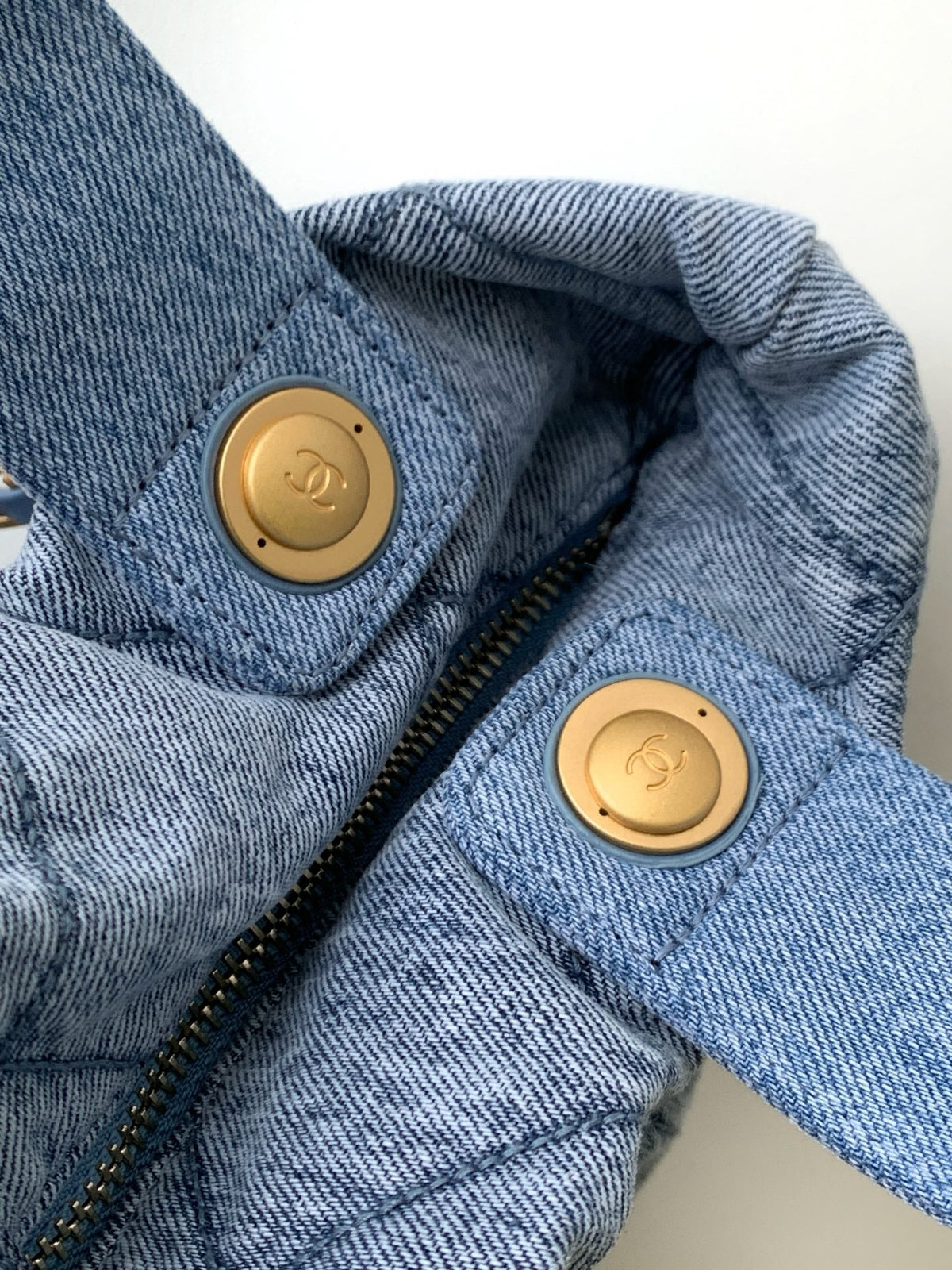 Chanel 25S Maxi Bow Bag 38 in Blue Denim with Gold Hardware