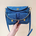 Chanel 25S Hobo Bag 24 in Blue Denim Gold Hardware
