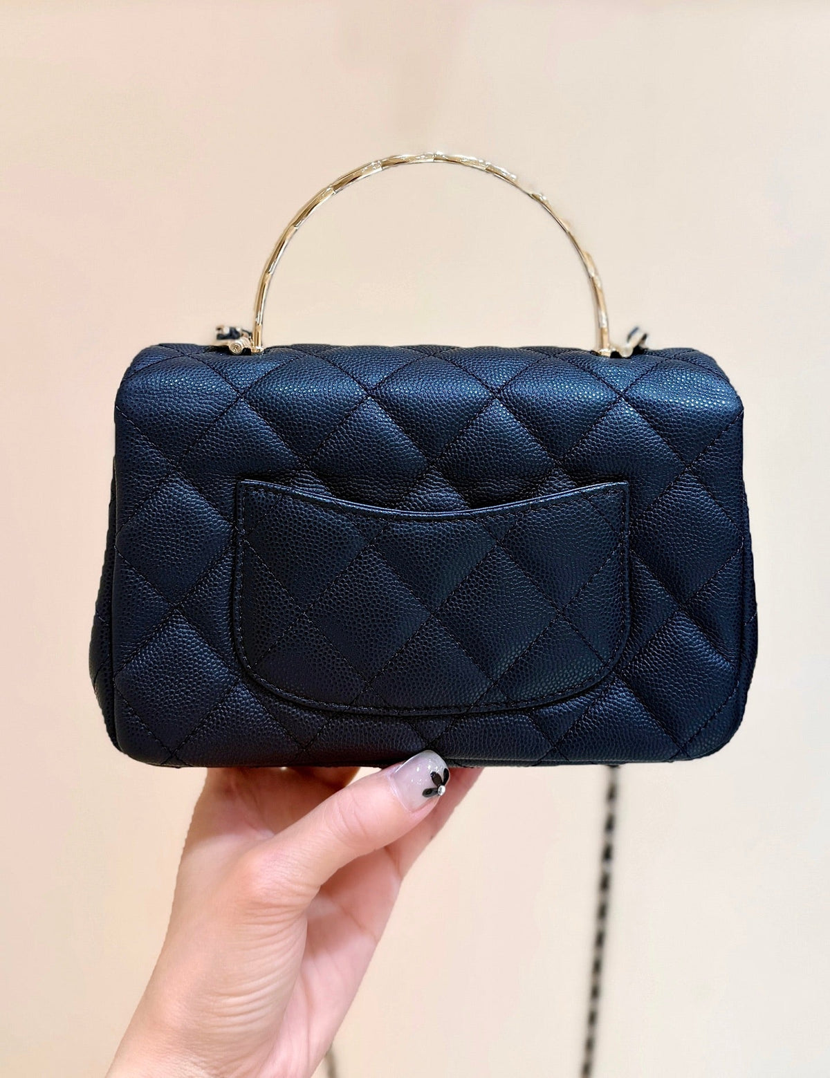Chanel 25S Coco Crush Handle 18 in Black Calfskin Gold Hardware Bag