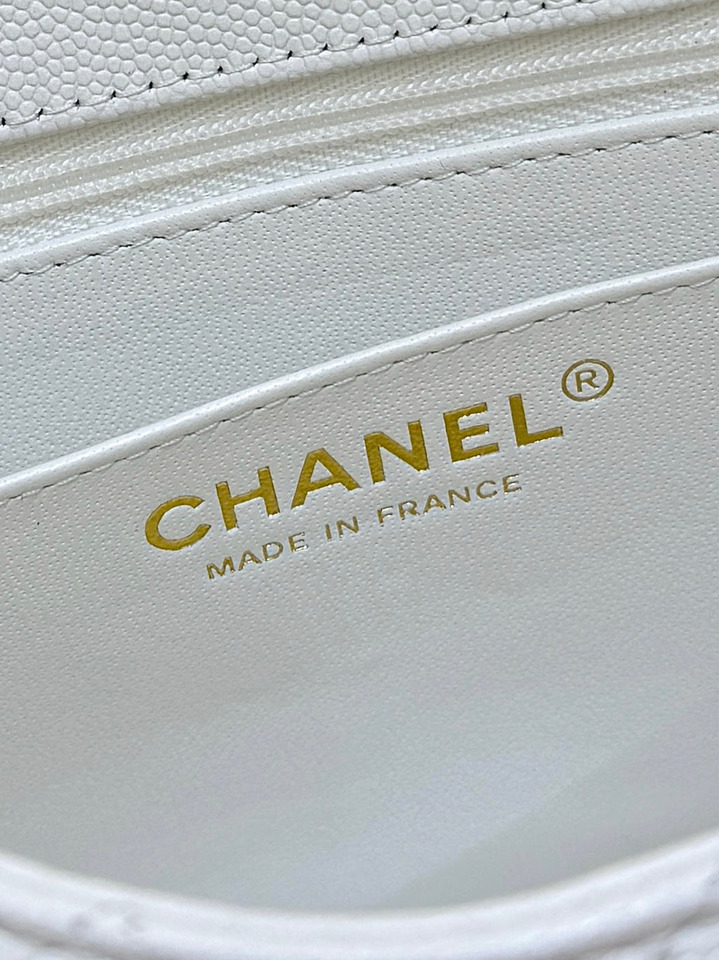 Chanel 25S Mini Square Flap Bag 17 in White Calfskin Caviar Gold Hardware