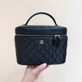 Chanel 25S Vanity Top Handle Case 21 in Black Calfskin Bag